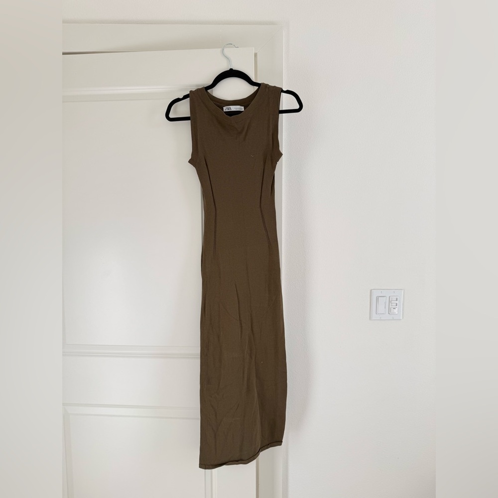 zara green maxi dress